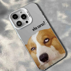 iPhone 16 Pro Max Case - Yellow Silicone - 3″ Corgi Dog Funny Design