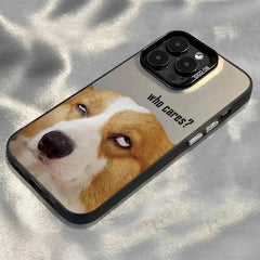 iPhone 16 Pro Max Case - Yellow Silicone - 3″ Corgi Dog Funny Design