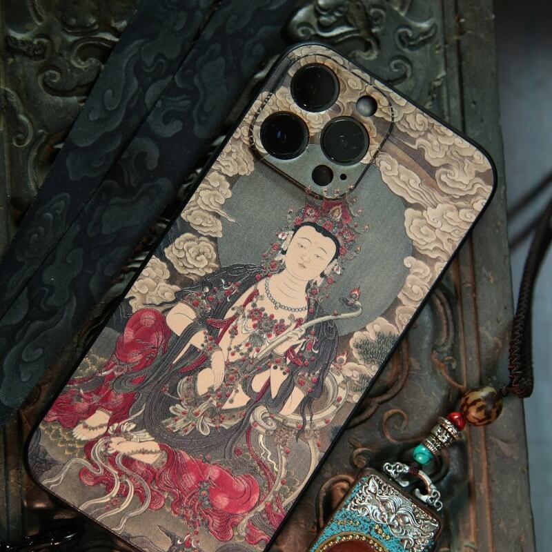 iPhone 16 Pro Max Case 6.7″ - Textured Art Design, TPU Material, Manjushri Pattern iPhone 16 Pro Max Case 6.7″ - Textured Art Design, TPU Material, Manjushri Pattern