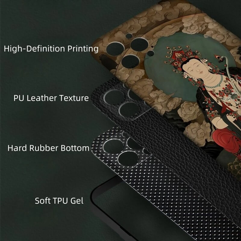 iPhone 16 Pro Max Case 6.7″ - Textured Art Design, TPU Material, Manjushri Pattern iPhone 16 Pro Max Case 6.7″ - Textured Art Design, TPU Material, Manjushri Pattern