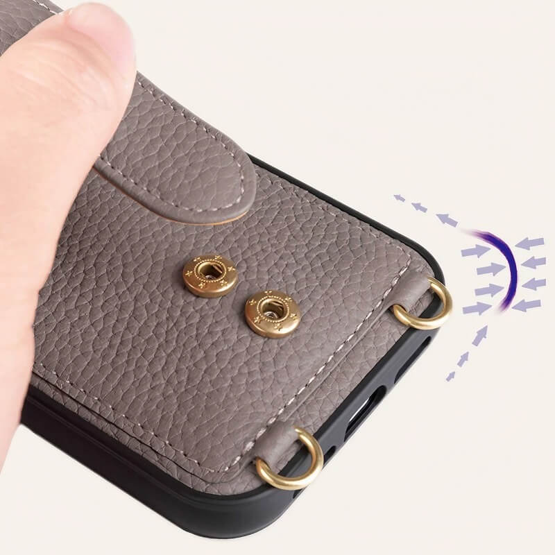 iPhone 16 Pro Max Leather Case - Black Real Leather Wallet with Phone Grip and Sling Bag iPhone 16 Pro Max Leather Case - Black Real Leather Wallet with Phone Grip and Sling Bag