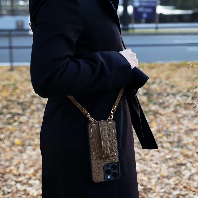 iPhone 16 Pro Max Leather Case - Black Real Leather Wallet with Phone Grip and Sling Bag iPhone 16 Pro Max Leather Case - Black Real Leather Wallet with Phone Grip and Sling Bag