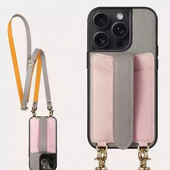 iPhone 16 Pro Max Leather Case - Black Real Leather Wallet with Phone Grip and Sling Bag