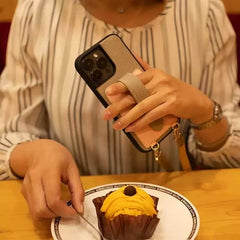 iPhone 16 Pro Max Leather Case - Black Real Leather Wallet with Phone Grip and Sling Bag