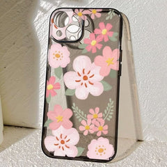 iPhone 16 Pro Max Silicone Case - Transparent Flower Pattern