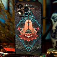 iPhone 16 Pro Max TPU Case - Art Textured Lotus Throne with Buddha's Hand