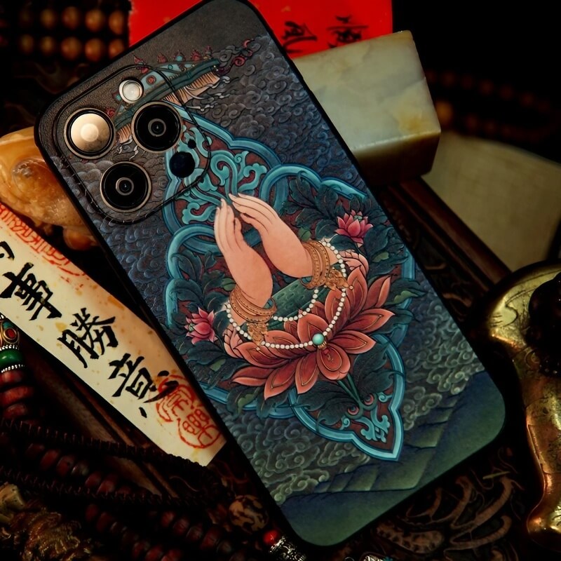 iPhone 16 Pro Max TPU Case - Art Textured Lotus Throne with Buddha's Hand iPhone 16 Pro Max TPU Case - Art Textured Lotus Throne with Buddha's Hand