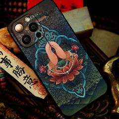 iPhone 16 Pro Max TPU Case - Art Textured Lotus Throne with Buddha's Hand