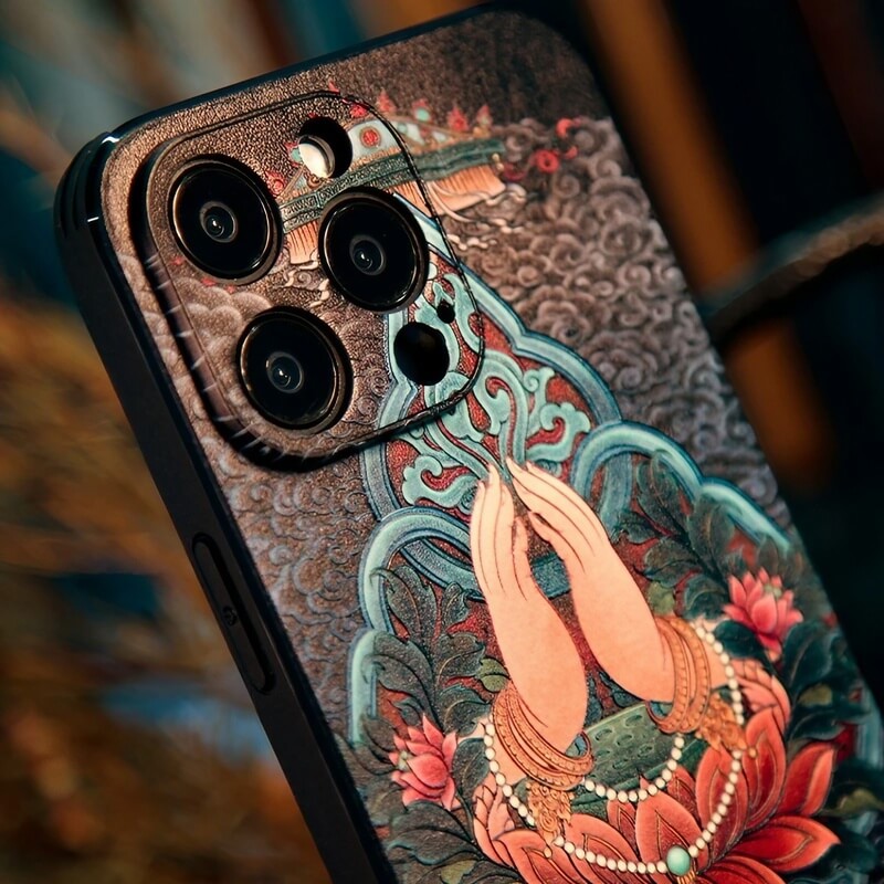 iPhone 16 Pro Max TPU Case - Art Textured Lotus Throne with Buddha's Hand iPhone 16 Pro Max TPU Case - Art Textured Lotus Throne with Buddha's Hand