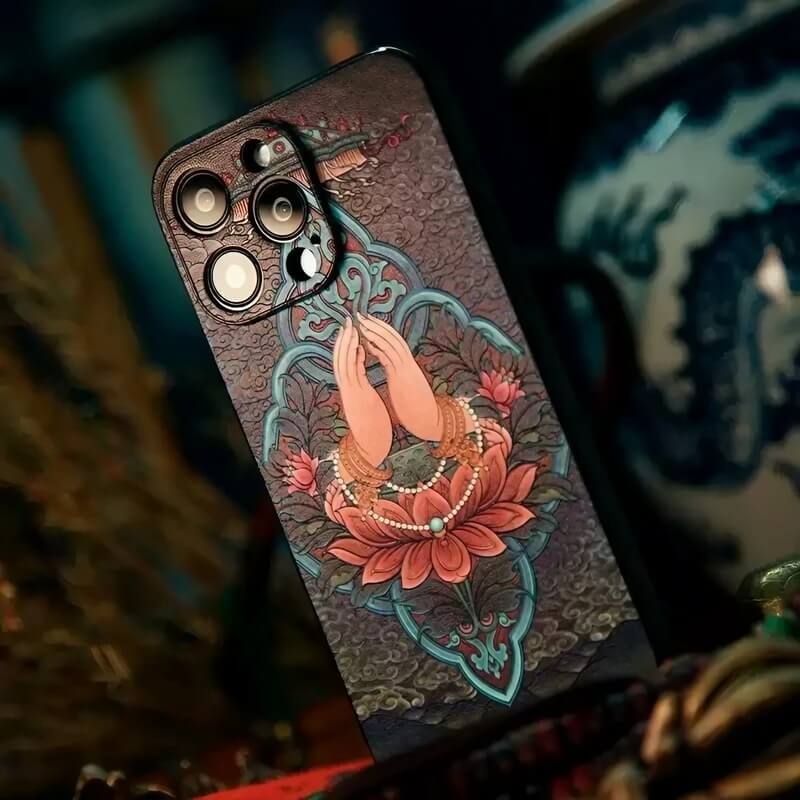 iPhone 16 Pro Max TPU Case - Art Textured Lotus Throne with Buddha's Hand iPhone 16 Pro Max TPU Case - Art Textured Lotus Throne with Buddha's Hand