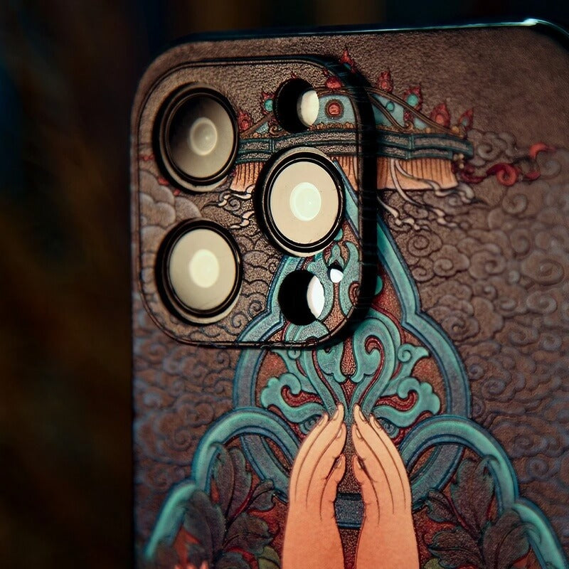 iPhone 16 Pro Max TPU Case - Art Textured Lotus Throne with Buddha's Hand iPhone 16 Pro Max TPU Case - Art Textured Lotus Throne with Buddha's Hand