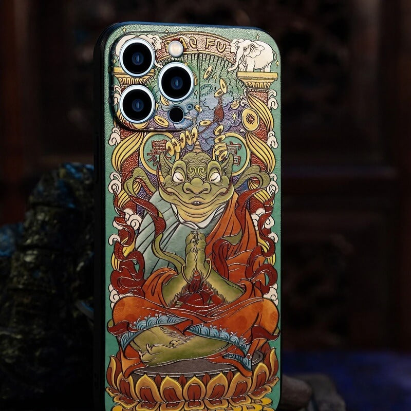 iPhone 16 Pro Max TPU Case - Textured Art Style - Wealthy Toad Motif iPhone 16 Pro Max TPU Case - Textured Art Style - Wealthy Toad Motif