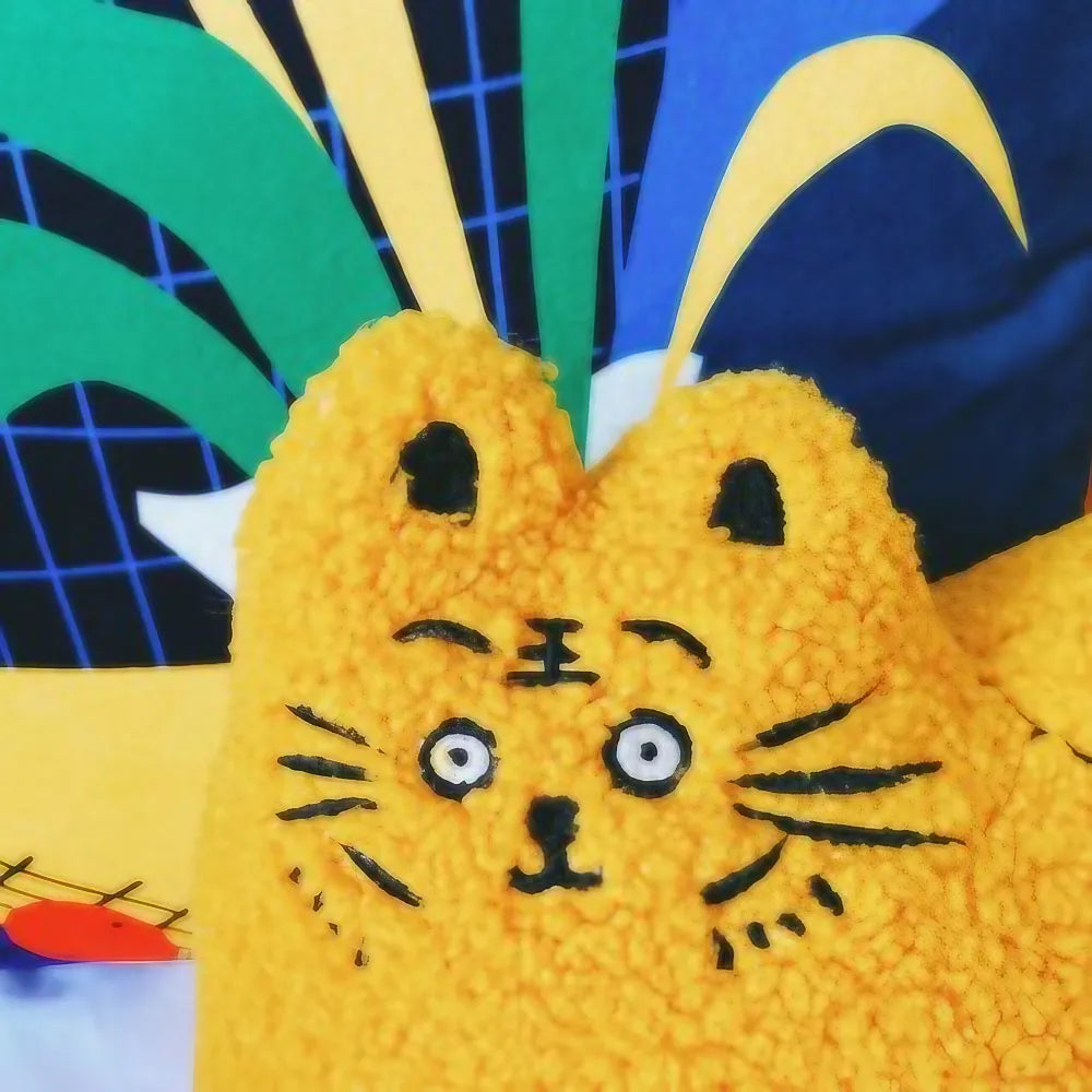 Kawaii Cat Shaped Orange Cotton Unique Cute Throw Pillow for Bed, Sofa Kawaii Cat Shaped Orange Cotton Unique Cute Throw Pillow for Bed, Sofa