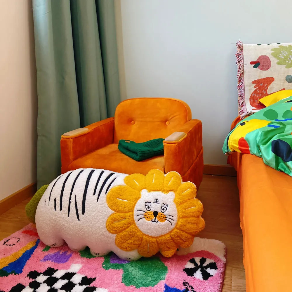 Kawaii and Novelty Tiger-Shaped White Cotton Cute Trow Pillow For Bed, Sofa Kawaii and Novelty Tiger-Shaped White Cotton Cute Trow Pillow For Bed, Sofa