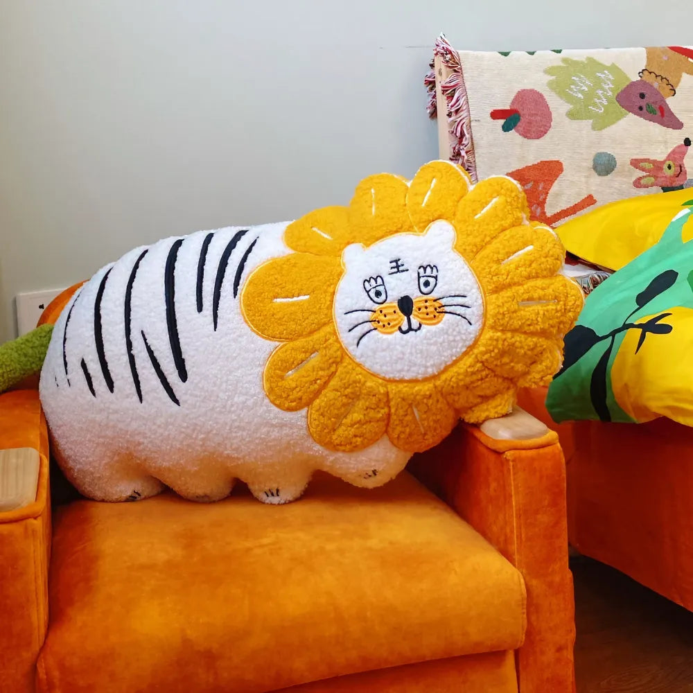 Kawaii and Novelty Tiger-Shaped White Cotton Cute Trow Pillow For Bed, Sofa Kawaii and Novelty Tiger-Shaped White Cotton Cute Trow Pillow For Bed, Sofa