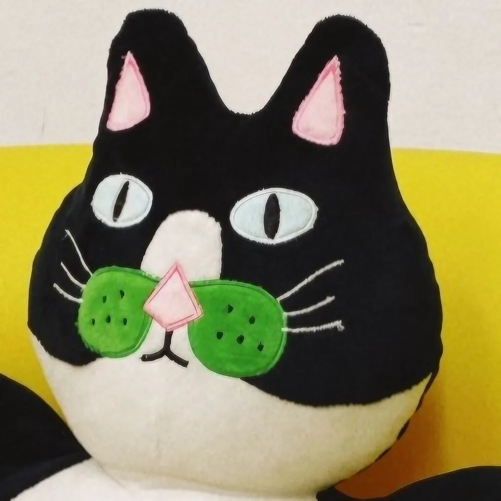 Cute and Whimsical Kawaii Throw Pillow Black and White Cat Shaped Crystal Velvet Cute and Whimsical Kawaii Throw Pillow Black and White Cat Shaped Crystal Velvet