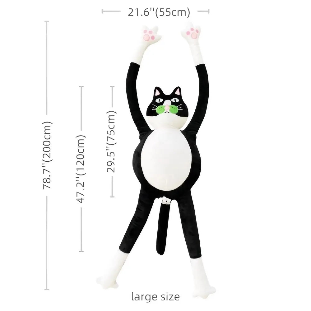 Cute and Whimsical Kawaii Throw Pillow Black and White Cat Shaped Crystal Velvet Cute and Whimsical Kawaii Throw Pillow Black and White Cat Shaped Crystal Velvet