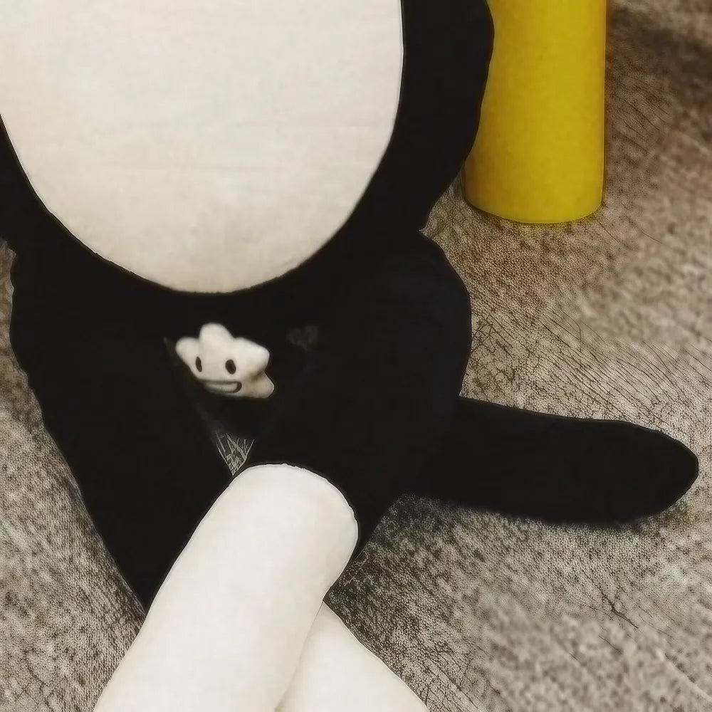 Cute and Whimsical Kawaii Throw Pillow Black and White Cat Shaped Crystal Velvet Cute and Whimsical Kawaii Throw Pillow Black and White Cat Shaped Crystal Velvet