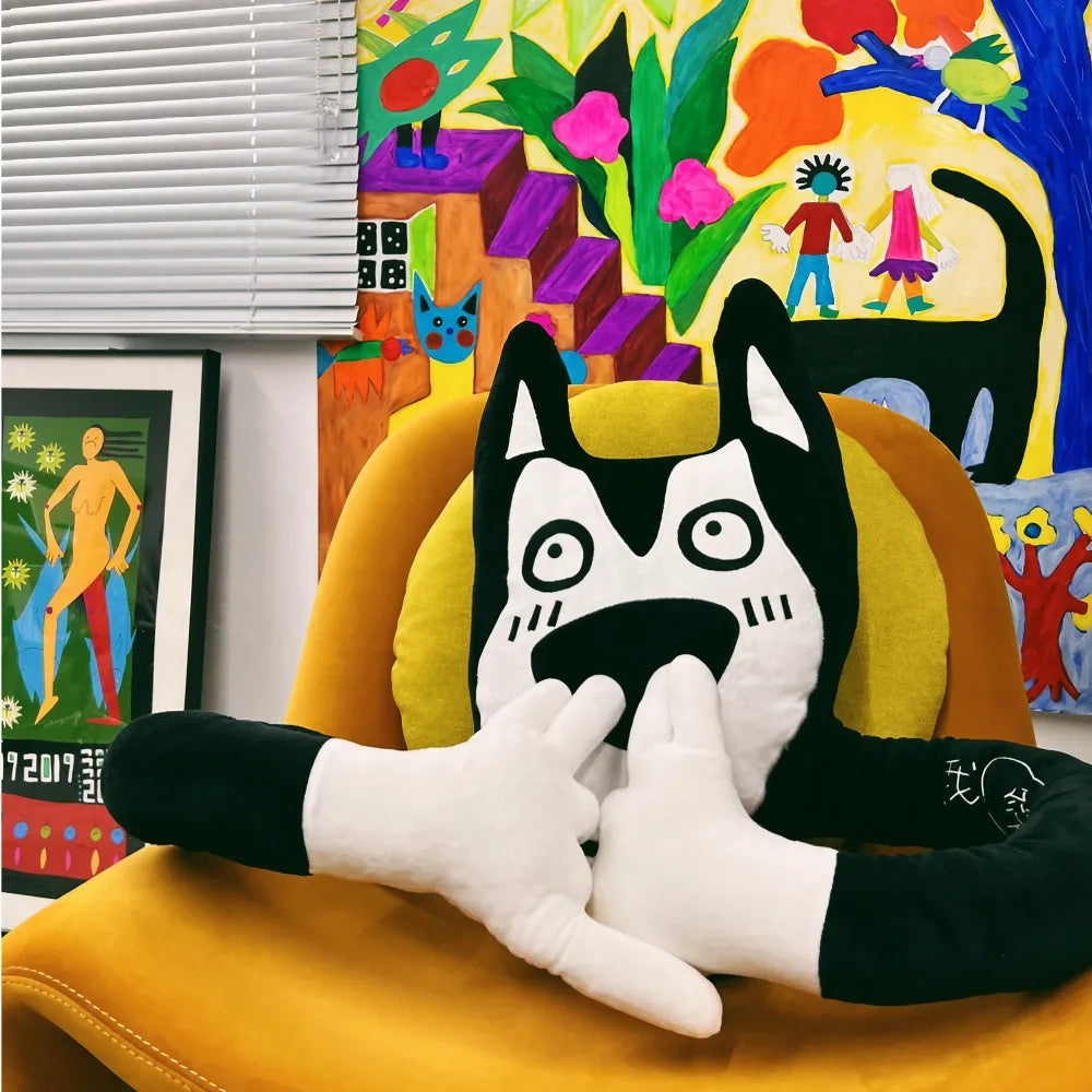 Cute Kawaii Husky Crystal Velvet Throw Pillow for Bed, Sofa - Funny Ugly Adorable Dog Design Cute Kawaii Husky Crystal Velvet Throw Pillow for Bed, Sofa - Funny Ugly Adorable Dog Design