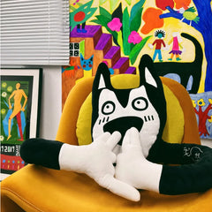 Cute Kawaii Husky Crystal Velvet Throw Pillow for Bed, Sofa - Funny Ugly Adorable Dog Design