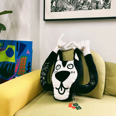 Cute Kawaii Husky Crystal Velvet Throw Pillow for Bed, Sofa - Funny Ugly Adorable Dog Design