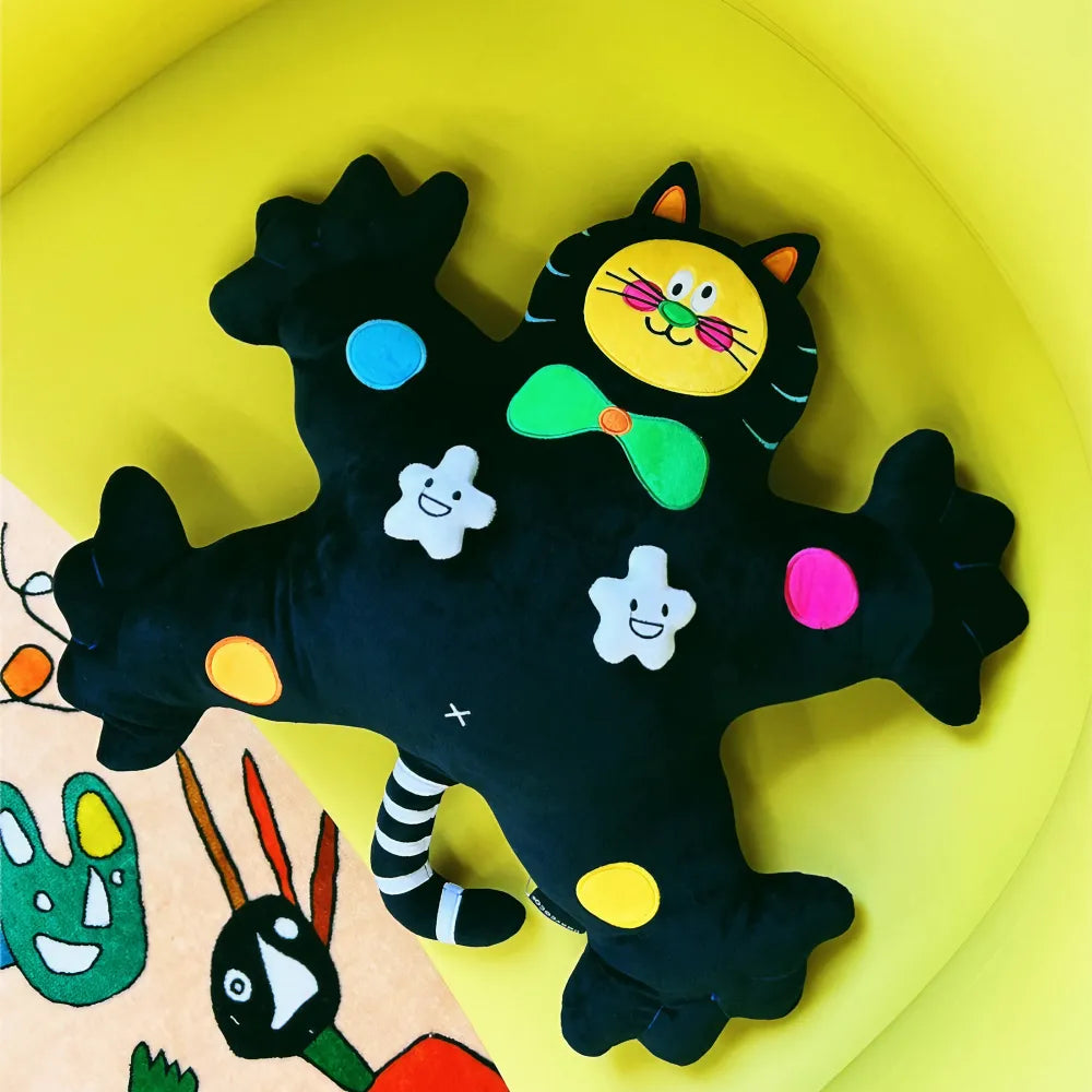 Kawaii Butterfly Cat Plush Cute Throw Pillow for Bed and Sofa in Black Crystal Velvet Kawaii Butterfly Cat Plush Cute Throw Pillow for Bed and Sofa in Black Crystal Velvet