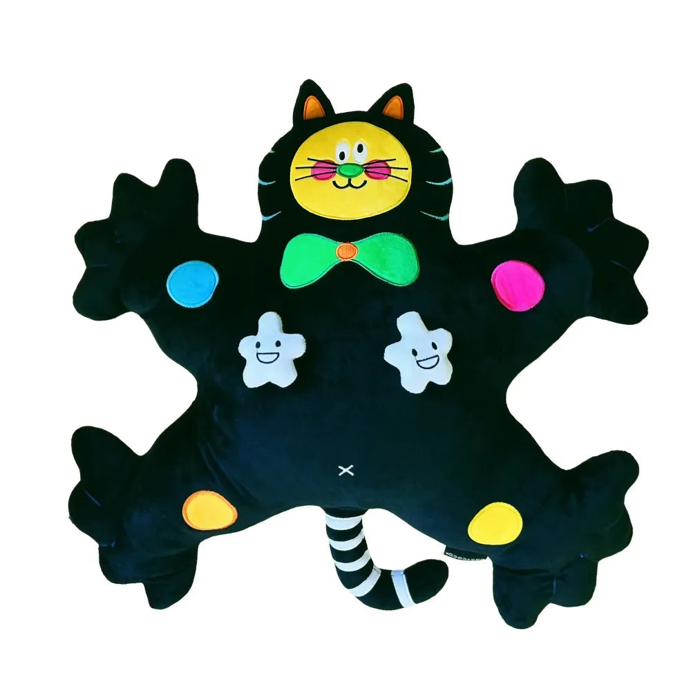 Kawaii Butterfly Cat Plush Cute Throw Pillow for Bed and Sofa in Black Crystal Velvet