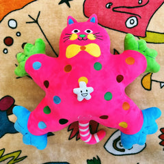 Kawaii Butterfly Cat Plush Cute Throw Pillow for Bed and Sofa in Black Crystal Velvet