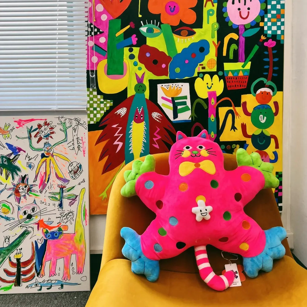 Kawaii Butterfly Cat Plush Cute Throw Pillow for Bed and Sofa in Black Crystal Velvet Kawaii Butterfly Cat Plush Cute Throw Pillow for Bed and Sofa in Black Crystal Velvet