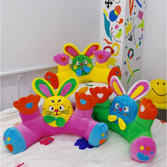 Cute Kawaii "Hug Me Bunny" Green Velvet Pillow for Bed and Sofa