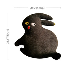 Cute Kawaii Throw Pillow Black Rabbit Shaped Teddy Fur  for Bed, Sofa