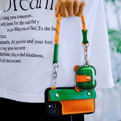 Leather Phone Colorful Cases iPhone 15 14 13 12 With Crossbody Strap Card Holder