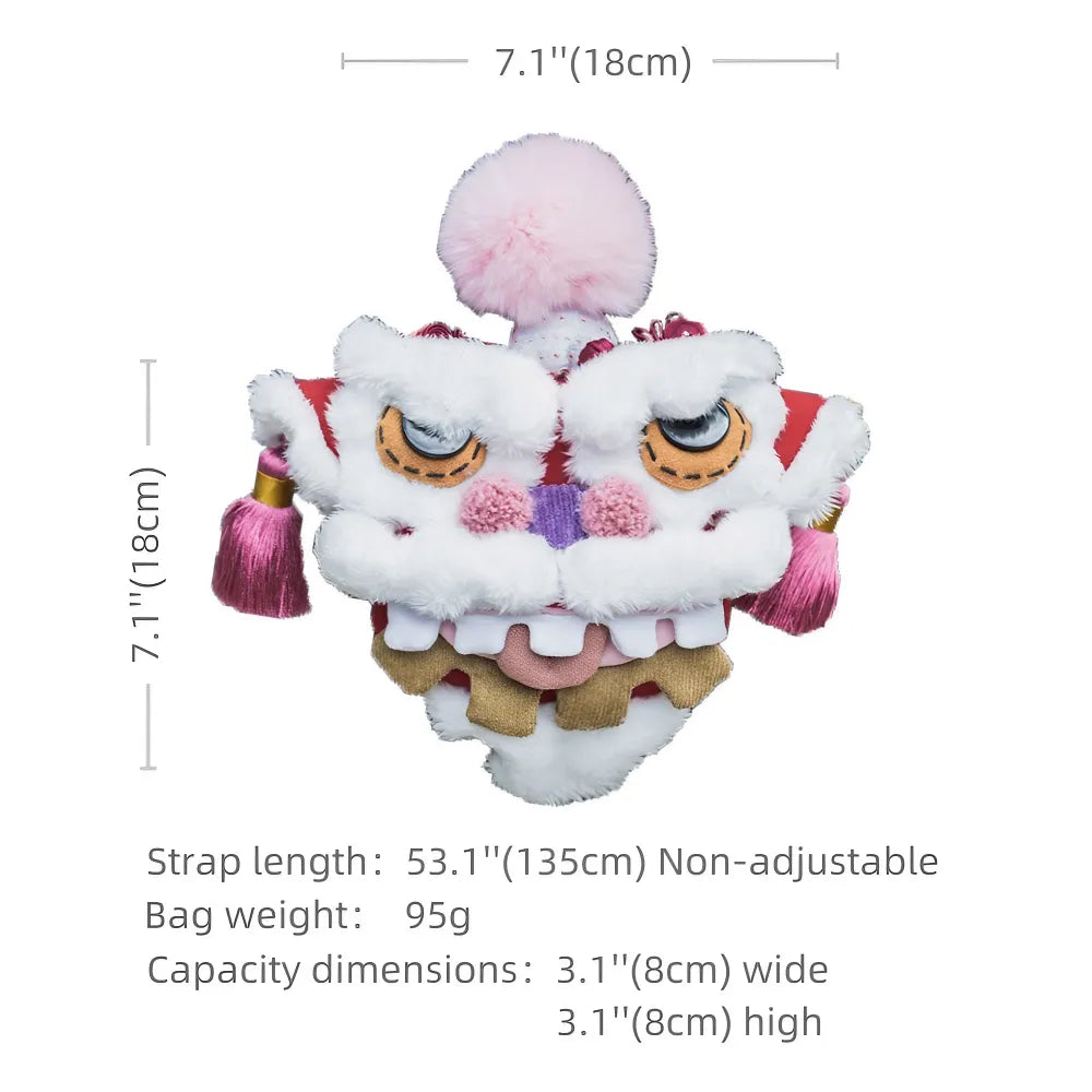 Mini Cotton Kawaii Crossbody Bag in Cute and Unique Lion Dance Style - Handmade Mini Cotton Kawaii Crossbody Bag in Cute and Unique Lion Dance Style - Handmade