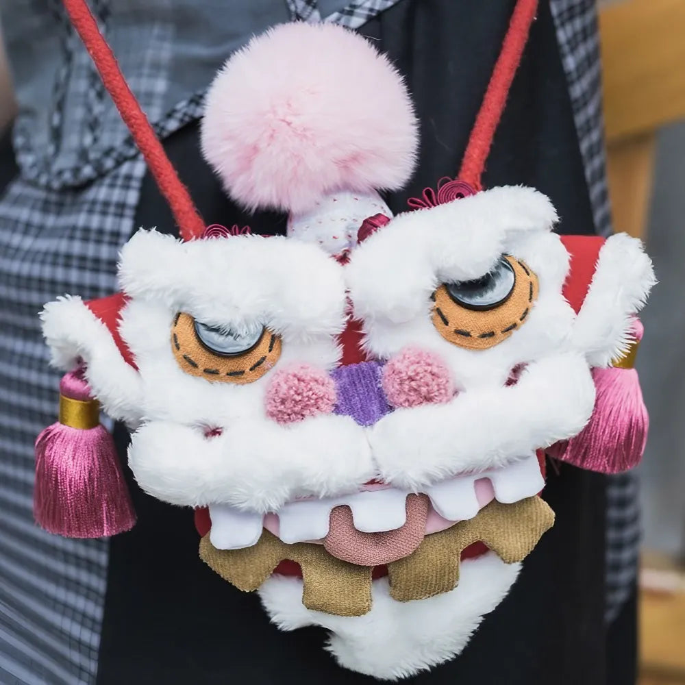 Mini Cotton Kawaii Crossbody Bag in Cute and Unique Lion Dance Style - Handmade Mini Cotton Kawaii Crossbody Bag in Cute and Unique Lion Dance Style - Handmade