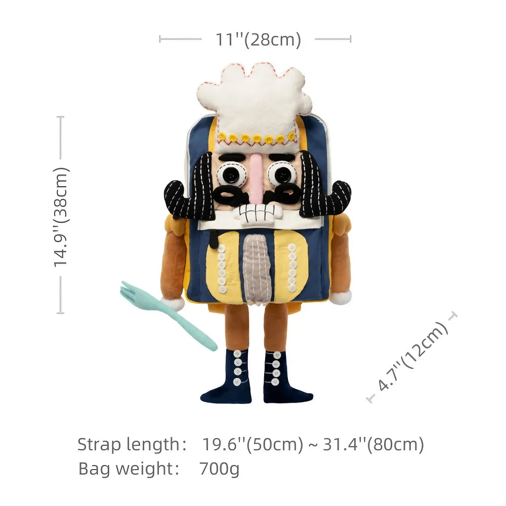 Nutcracker Chef Cute Personality Cotton Leisure Kawaii Backpack - Handmade Nutcracker Chef Cute Personality Cotton Leisure Kawaii Backpack - Handmade