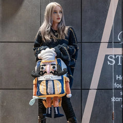 Nutcracker Chef Cute Personality Cotton Leisure Kawaii Backpack - Handmade