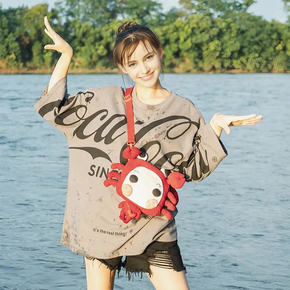 Red Cute Cancer Zodiac Kawaii Crossbody Bag - Cotton Casual Phone Bag Red Cute Cancer Zodiac Kawaii Crossbody Bag - Cotton Casual Phone Bag