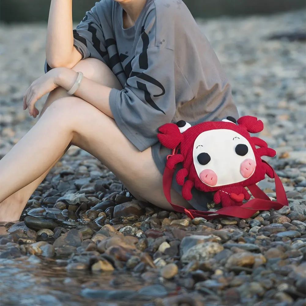 Red Cute Cancer Zodiac Kawaii Crossbody Bag - Cotton Casual Phone Bag Red Cute Cancer Zodiac Kawaii Crossbody Bag - Cotton Casual Phone Bag