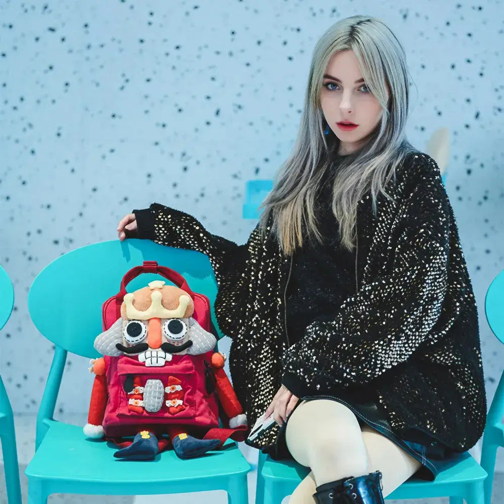 Cute Nutcracker Canvas Handmade Kawaii Anime Backpack Red Casual and Unique Cute Nutcracker Canvas Handmade Kawaii Anime Backpack Red Casual and Unique