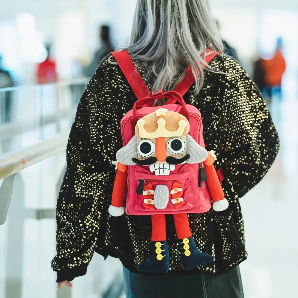 Cute Nutcracker Canvas Handmade Kawaii Anime Backpack Red Casual and Unique Cute Nutcracker Canvas Handmade Kawaii Anime Backpack Red Casual and Unique