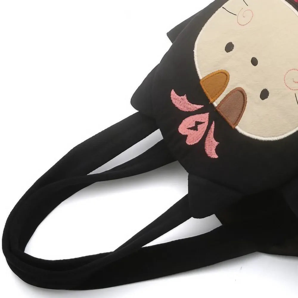 Sweetheart Cat Cute Black Cotton Casual Kawaii Tote Bag Sweetheart Cat Cute Black Cotton Casual Kawaii Tote Bag