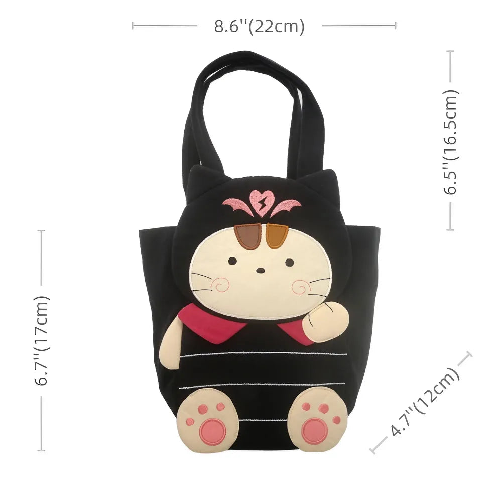Sweetheart Cat Cute Black Cotton Casual Kawaii Tote Bag Sweetheart Cat Cute Black Cotton Casual Kawaii Tote Bag