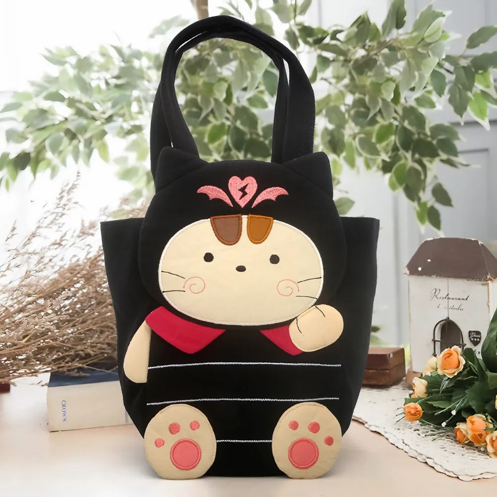 Sweetheart Cat Cute Black Cotton Casual Kawaii Tote Bag Sweetheart Cat Cute Black Cotton Casual Kawaii Tote Bag
