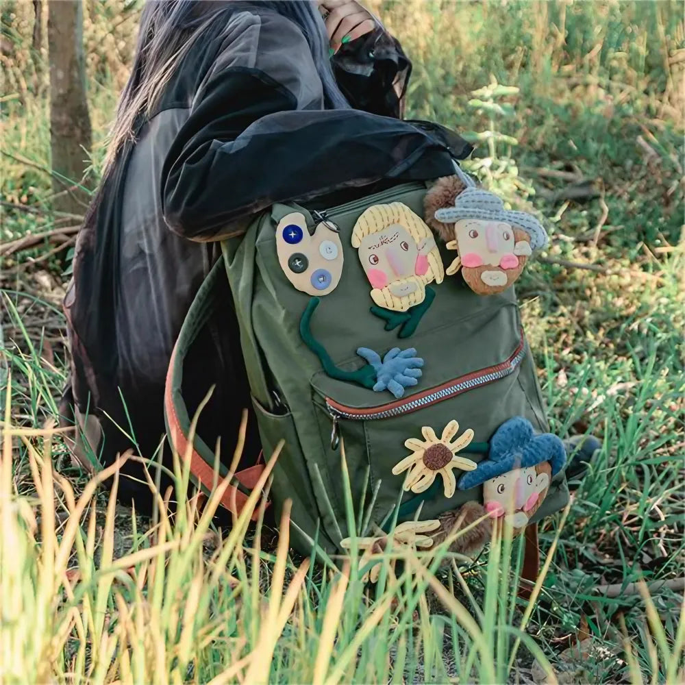 Van Gogh Cute and Stylish Green Polyester Kawaii Backpack Casual and Laptop Handmade Bag Van Gogh Cute and Stylish Green Polyester Kawaii Backpack Casual and Laptop Handmade Bag