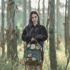 Van Gogh Cute and Stylish Green Polyester Kawaii Backpack Casual and Laptop Handmade Bag