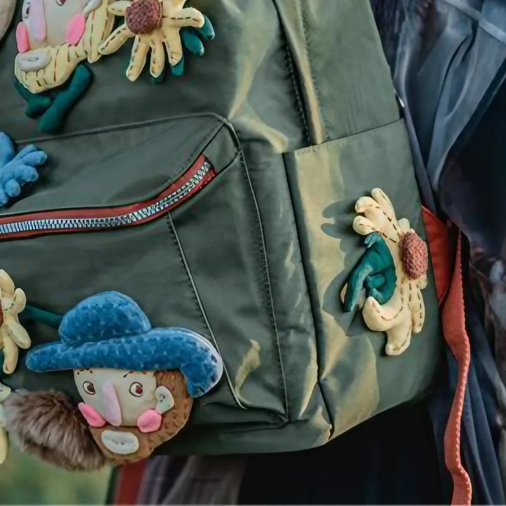 Van Gogh Cute and Stylish Green Polyester Kawaii Backpack Casual and Laptop Handmade Bag Van Gogh Cute and Stylish Green Polyester Kawaii Backpack Casual and Laptop Handmade Bag