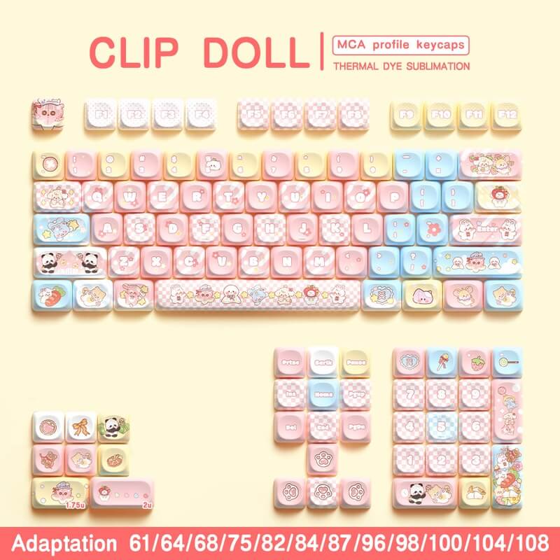 112-Key MCA Profile Keycap Set - Clip Doll Theme