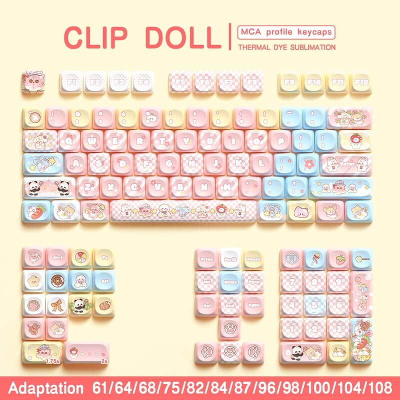 112-Key MCA Profile Keycap Set - Clip Doll Theme