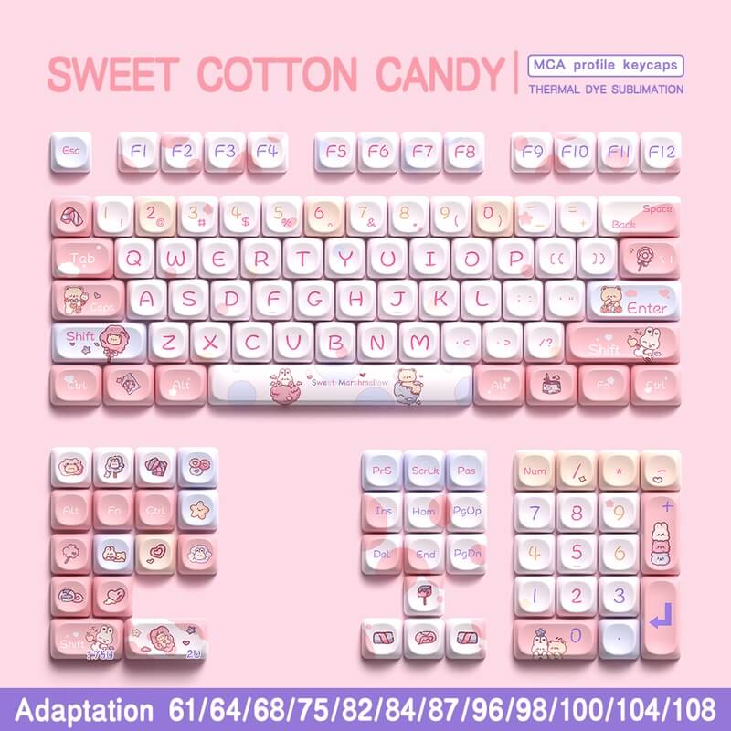 112-Key MCA Profile Keycap Set - Sweet Cotton Candy Theme