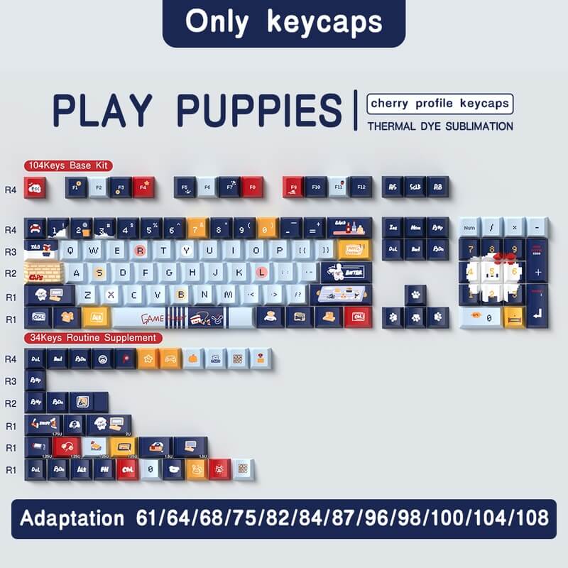 138-Key Cherry Profile Keycap Set - Puppies Theme